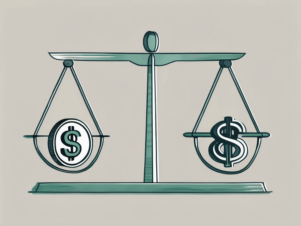 A scale balancing a dollar sign and a percentage symbol