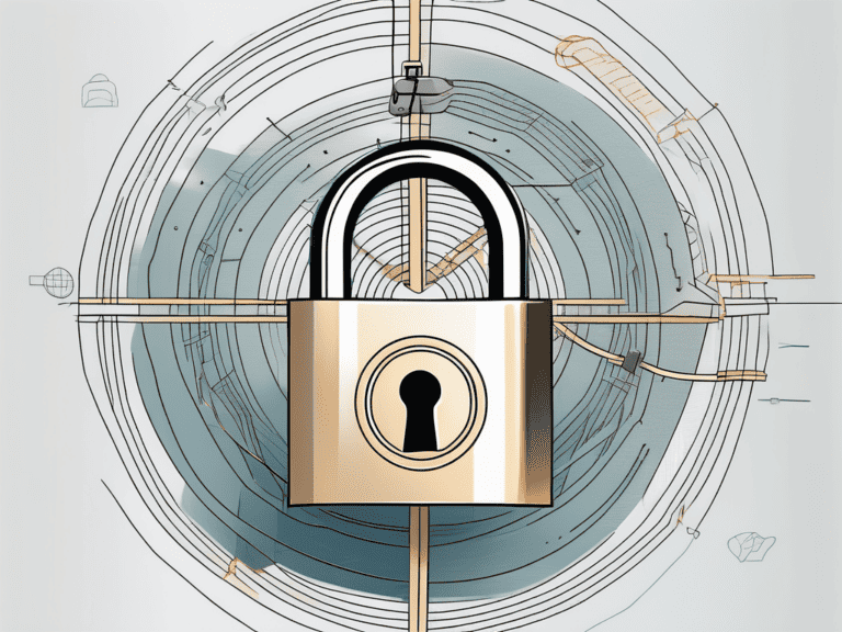 A complex web of interconnected financial documents and a secured padlock in the middle
