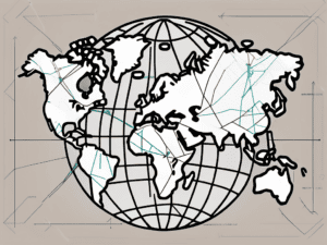 A globe with various emerging economies highlighted