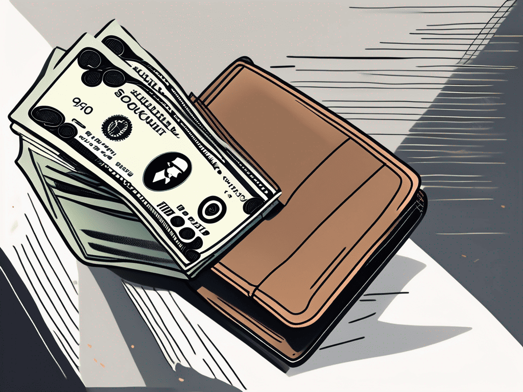 A wallet with money and a document symbolizing a security