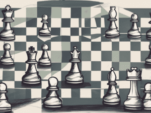 A chessboard with different strategic moves highlighted
