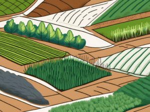Various crops in a field with different sizes and colors