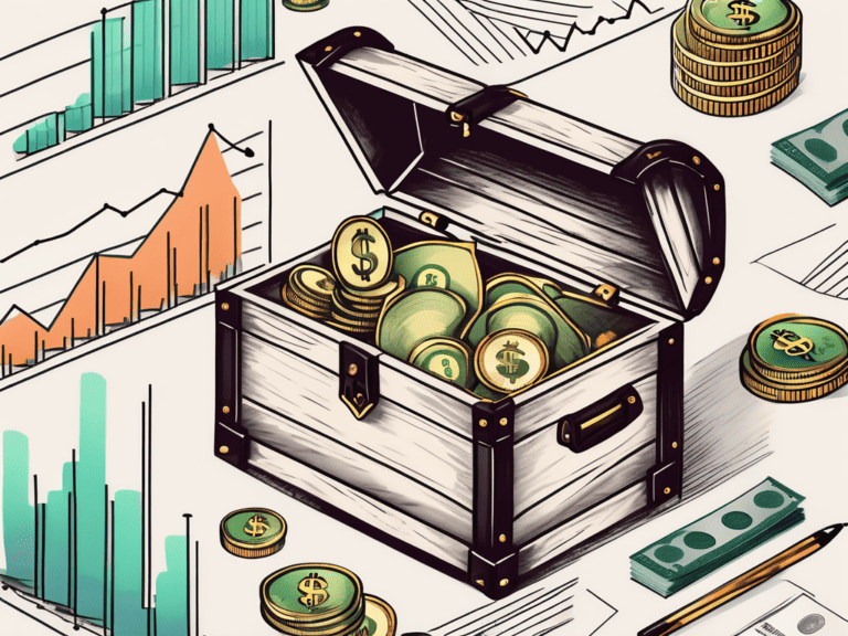 A treasure chest filled with different types of financial instruments like stocks