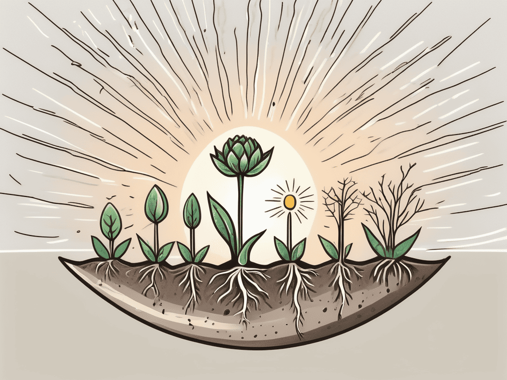 A seedling sprouting from a cracked open seed