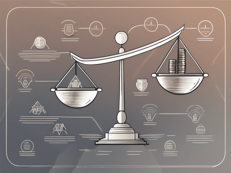 A balanced scale with different types of investment icons on each side