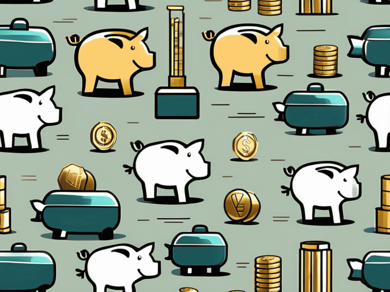 A diverse collection of investment icons such as a piggy bank