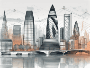 The london cityscape with prominent financial buildings