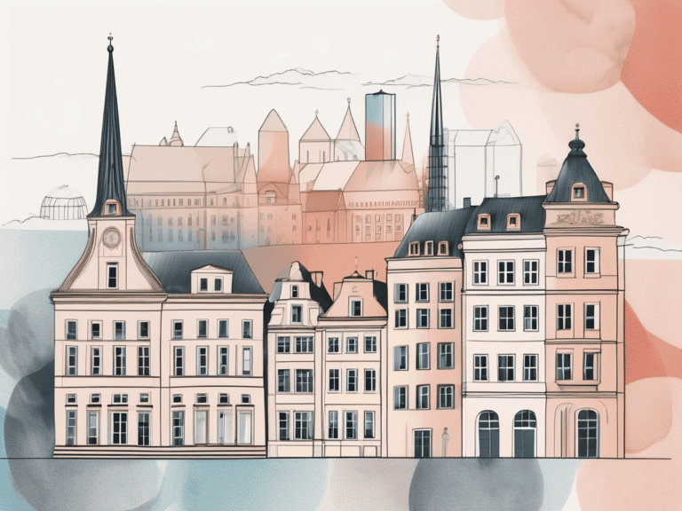 The luxembourg skyline with various sized piggy banks incorporated into the architecture to symbolize the funds based in luxembourg