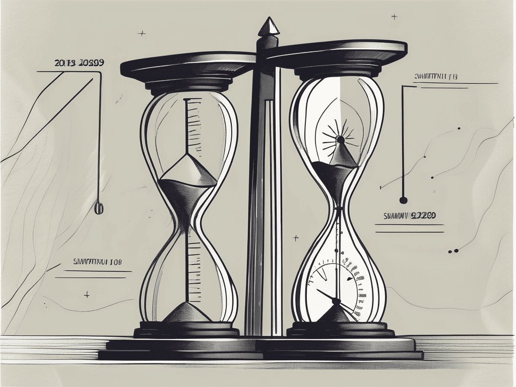 A timeline with contrasting ends
