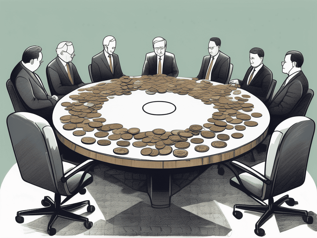 A round table surrounded by empty chairs