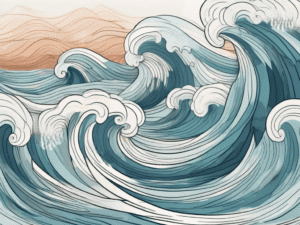 A turbulent sea with high waves and calm water patches