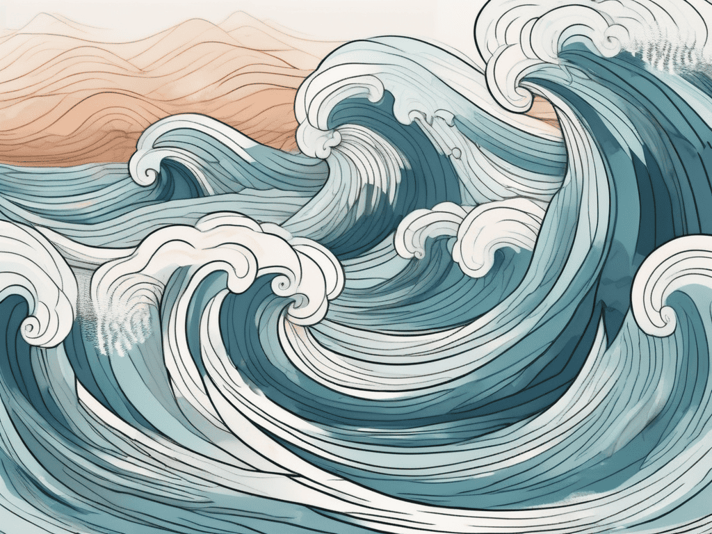A turbulent sea with high waves and calm water patches