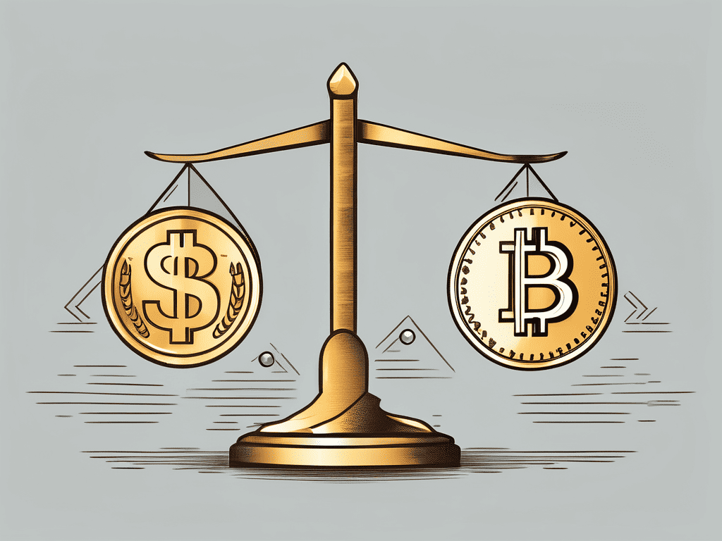 A scale balancing a gold coin and a diamond