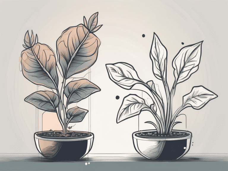 A wilting plant next to a flourishing one